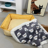 All-Season Crystal Velvet Pet Bed with Cooling Mat for Dogs and Cats