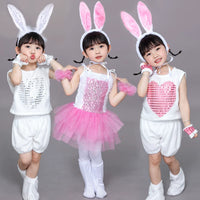 Kids' Sequin Bunny Costume Dress for Stage Performance and Dance