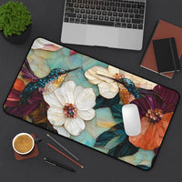 Nordic Floral Keyboard and Mouse Pad, Noise-Reducing Rubber Desk Mat for Laptops