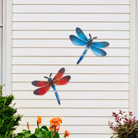 Outdoor Garden Simulation Dragonfly Wall Decor Metal Insect Ornament for Yard Lawn Water Feature