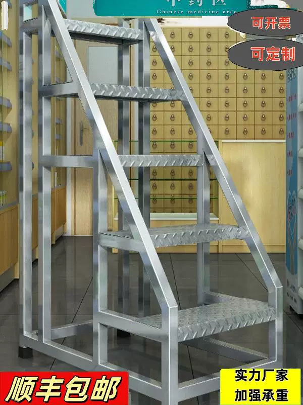 Industrial Step Ladder, 3 or 4 Step Warehouse Handling Ladder, Household Iron Staircase, Widened