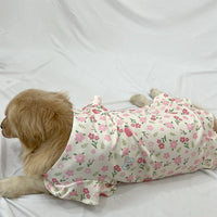 Pet Dog Dress with Floral Pattern and Hat for Medium to Large Breeds