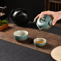 Portable Travel Tea Set with 1 Teapot and 2 Cups for Outdoor Camping, Gongfu Tea, Quick Brewing, Gift