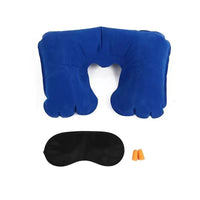 Inflatable U-Shaped Travel Pillow Set with Eye Mask and Earplugs