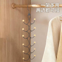 Multi-layer Wooden Bead Scarf and Hat Hanger, Foldable Iron Art Storage Rack for Scarves, Belts, and Tank Tops
