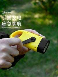 Portable Solar Hand Crank Flashlight with Power Bank Function for Outdoor Camping Emergency