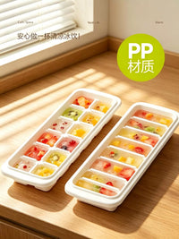 Household Ice Cube Tray with Lid, DIY Ice Ball Maker Mold for Freezer, Food Grade Plastic Ice Grid for Baby Food Storage