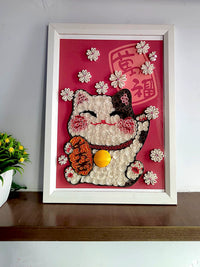 Lucky Cat Quilling Art Kit for Beginners with Tools and Frame