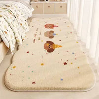 Cartoon Dog Birthday Fluffy Area Rug for Kids Room, Bedroom, Living Room - Machine Washable Faux Cashmere Floor Mat
