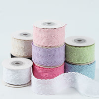 Lace Daisy Embroidered Ribbon for DIY Bows, Gift Wrapping, and Floral Arrangements