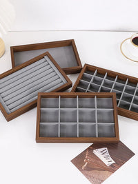 Walnut Grain High-Grade Jewelry Tray for Home and Display - Ring, Earring, Necklace Organizer