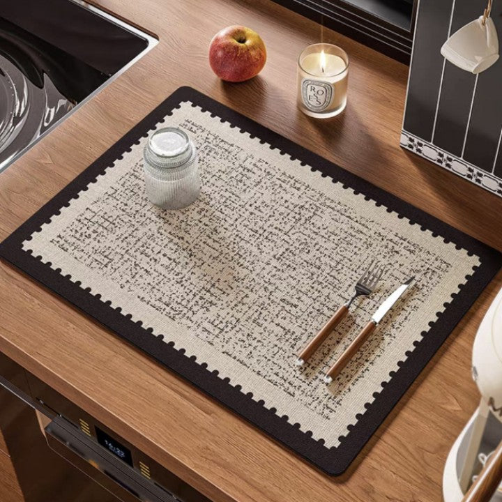 Modern Minimalist Diatomaceous Earth Absorbent Kitchen Drying Mat for Dishes and Countertops