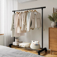 Foldable Double-Rod Garment Rack with Wheels for Indoor/Outdoor Use