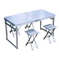 Portable Aluminum Folding Table with Stools for Outdoor Camping and Market Stalls