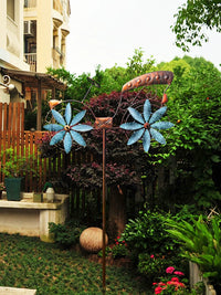 Outdoor Garden Iron Windmill Bicycle Model Yard Stake Decoration for Kids