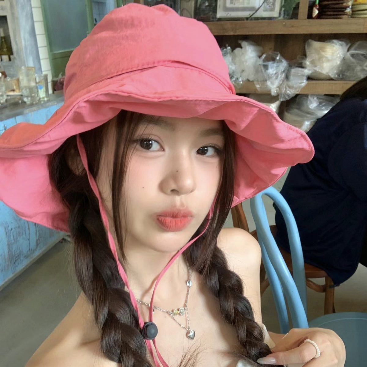 Dopamine Sweet Quick-Dry Bucket Hat for Women, Outdoor Wide Brim Foldable Sun Protection Beach Hat