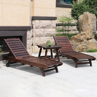 Carbonized Wood Folding Recliner Chair for Balcony, Beach, and Outdoor Lounging
