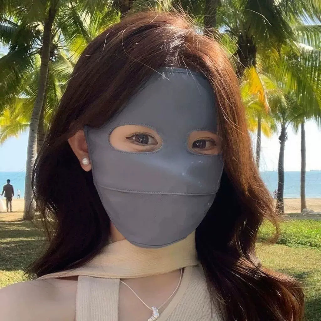 UV Protection Ice Silk Full Face Mask for Women - Panda Eye Design Sun Protection