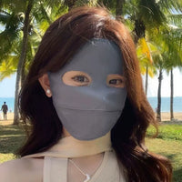UV Protection Ice Silk Full Face Mask for Women - Panda Eye Design Sun Protection