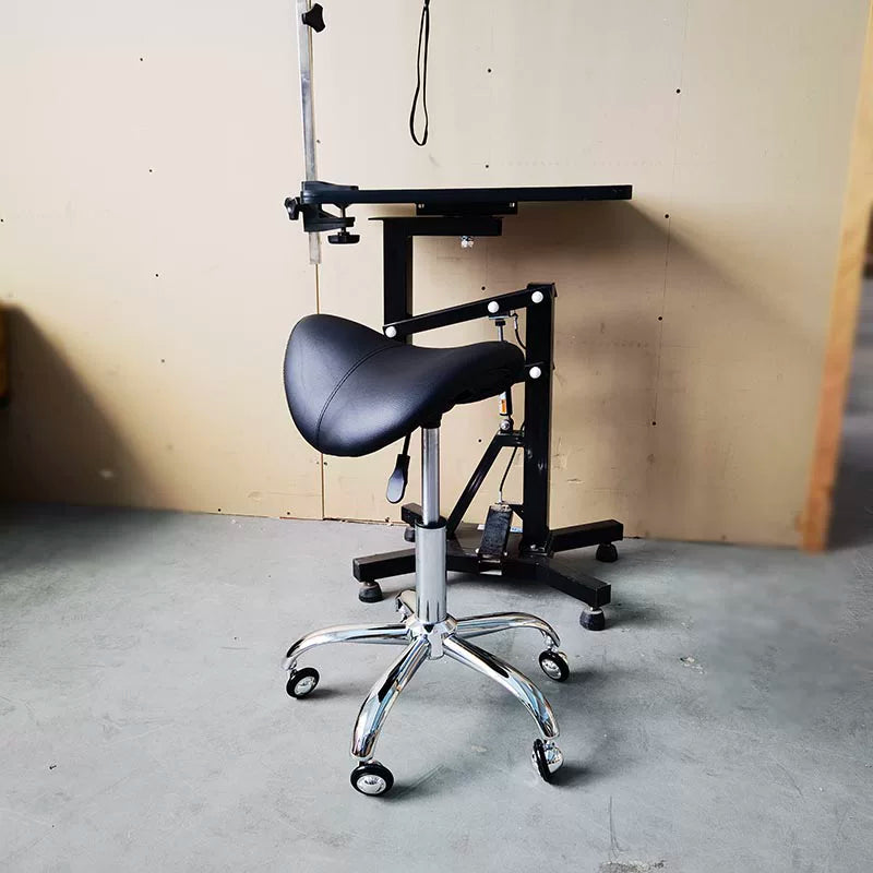 Ergonomic Swivel Saddle Stool for Pet Groomers with Lumbar Support