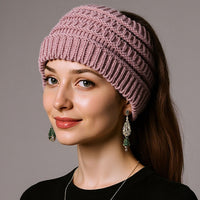 Women's Winter Knitted Headband Wide-Brimmed Empty Top Hairband Warm Ear Protection Sweat-Absorbing Hair Band