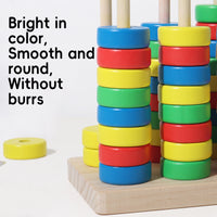 Wooden Rainbow Stacking Rings Educational Toy for Toddlers