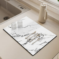 Luxury Diatomaceous Earth Faucet Absorbent Mat for Kitchen and Bathroom Sinks - Quick Dry Splash Guard and Drain Pad