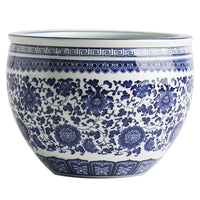 Jingdezhen Blue and White Porcelain Fish Tank Large Desktop Goldfish Turtle Bowl Lotus Pot