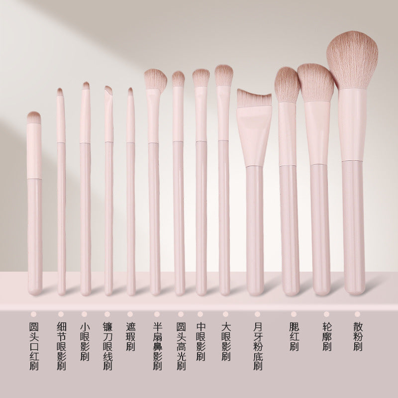 Pink Peach Makeup Brush Set for Eyeshadow, Blush, Contour, and Concealer - Beginner Friendly