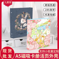 A5 Magnetic Photo Album with 3-inch Card Sleeves for Instax and K-Pop Photocards, Loose-Leaf Binder
