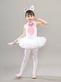 Kids' Sequin Cat Costume Set with Headpiece, Tail, and Foot Covers for Dance and Stage Performances
