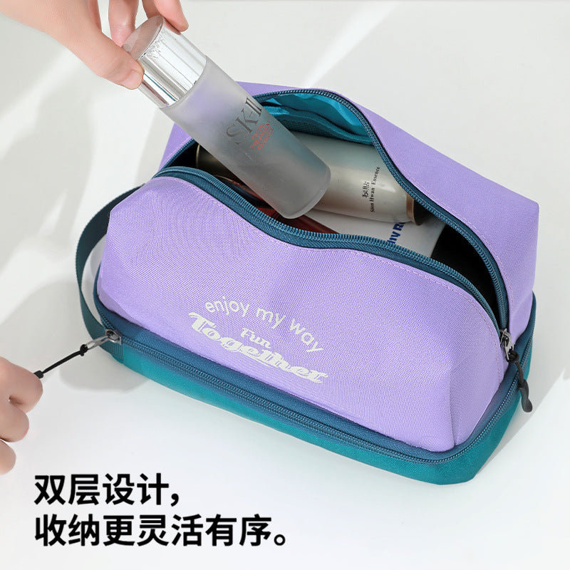 Travel Toiletry Bag with Wet and Dry Compartments, Large Capacity Waterproof Cosmetic Organizer for Men and Women