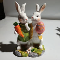 Easter Bunny and Egg Resin Figurine for Garden Patio Decor