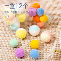 Silent Macaron Plush Cat Toy Balls for Kittens, Self-Amusement Pet Play Set