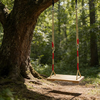 Adjustable Solid Wood Swing Seat for Kids and Adults, Indoor/Outdoor Patio Garden Swing Board