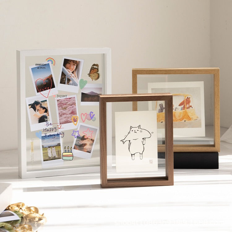 Double-Sided Clear Acrylic Photo Frame for Desk Display, 6-7 Inch and A4 Art Certificates