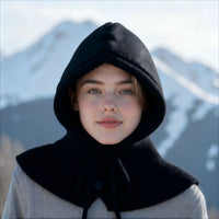 Women's Knitted Hooded Scarf with Ear Protection, Thickened Solid Color Multifunctional Winter Neck Warmer