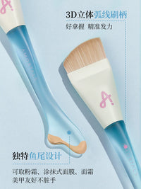 Ermu Tao Fishtail Thin Arc Foundation Brush with Palette, Flat Head Blade, Seamless Liquid Foundation Makeup Brush