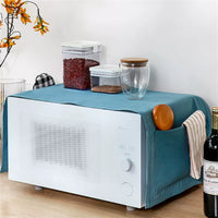 Japanese Style Microwave Oven Dust Cover with Side Pockets, Full Coverage Oil-proof Refrigerator Top Cover