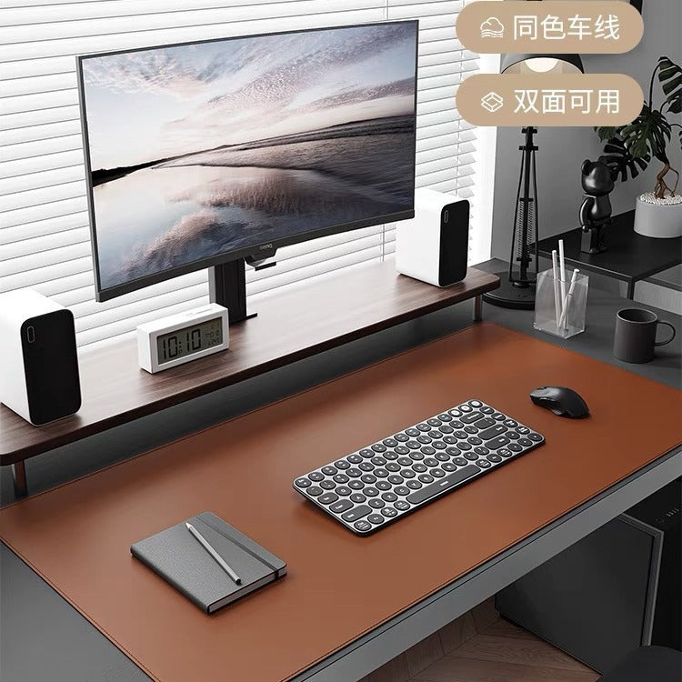 Large Non-Slip Stitched Leather Desk Pad with Custom Logo Printing for Keyboard and Mouse
