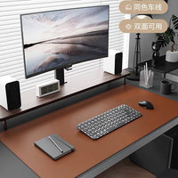 Large Non-Slip Stitched Leather Desk Pad with Custom Logo Printing for Keyboard and Mouse