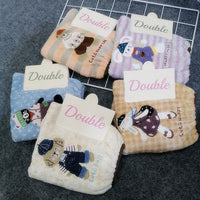 Cartoon Coral Fleece Hair Drying Towel with Embroidery, Super Absorbent Quick Dry Turban