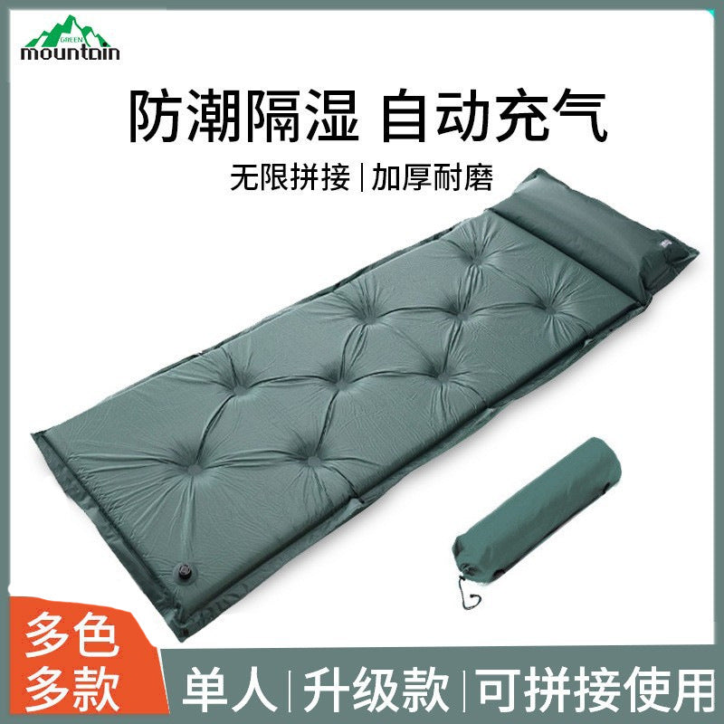 Self-Inflating Camping Sleeping Pad with Sponge Core, Moisture-Proof, Single Person, Connectable for Outdoor Tent
