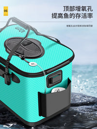 Portable Live Fish Bucket with Oxygen Pump for Outdoor Fishing
