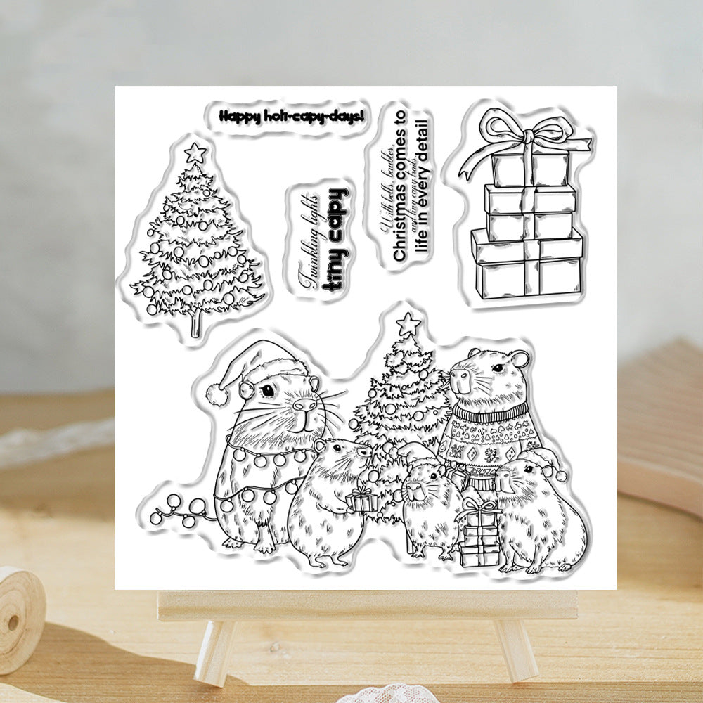 Christmas Capybara Clear Silicone Stamps for Scrapbooking & Crafts