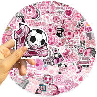 100PCS Pink Cartoon Football Waterproof PVC Stickers for Scrapbooking Phone Case Water Bottle Decoration