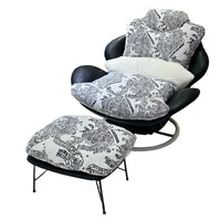 Egg Shell Swivel Lounge Chair with Ottoman, Retro Recliner Sofa for Living Room Balcony Bedroom