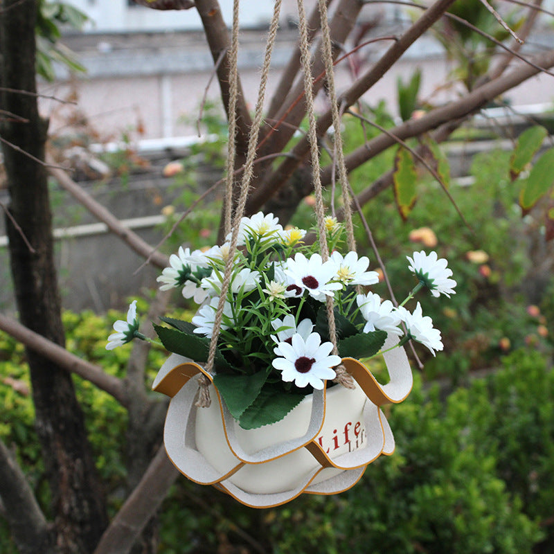 PU Leather Hanging Planter Basket for Succulents, Macrame Plant Hanger for Indoor Outdoor Plants