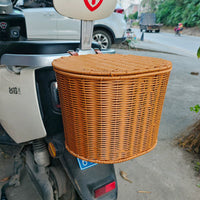 Electric Bicycle Rear Basket with Lid, Reinforced Universal Storage Basket for E-bikes and Bicycles