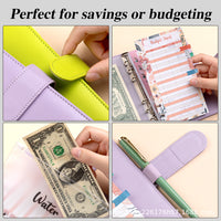 Macaron A6 Budget Binder with Zipper Envelopes and Detachable Cover, Cute Loose-Leaf Notebook for Cash Saving